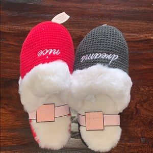 Victoria’s Secret Red and Charcoal Slippers